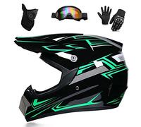 WEITY Casque de Motocross, Lunettes Gants Masque Ensemble, MTB AVT Moto Cross Casque Motocross, Approuvé DOT, Convient aux Adultes, Enfants, Hommes et Femmes (ligne verte,M)