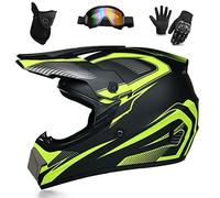 WEITY Casque de Motocross, Lunettes Gants Masque Ensemble, MTB AVT Moto Cross Casque Motocross, Approuvé DOT, Convient aux Adultes, Enfants, Hommes et Femmes (yellow track,M) SDF