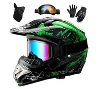 WEITY Casques Motocross Enfant Et Adulte Set,Avec Gants Lunettes Masques,Hommes Casques Intégraux AVT MX Casques Moto De Cross Enfants Quad Bike Vélo De Montagne DOT Certification (L,vert)