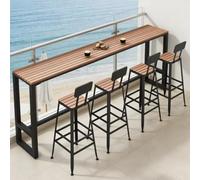 Weiwehome Table de Bar extérieure pour terrasse, Cadre Robuste antirouille | Weather Resistant Composite Wood,Sturdy Steel Frame,Suitable for Balcony, Garden, Backyard(Black,47.2in*15.7in)