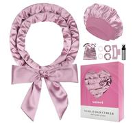 weiwei Ensemble de Boucles Sans Chaleur Satin, Boudin Cheveux Boucle Sans Chaleur, Bigoudi Satiné Sans Chaleur pour Dormir, Bigoudis Sans Chaleur pour Cheveux Longs et Courts, Violet Pâle, lot de 9