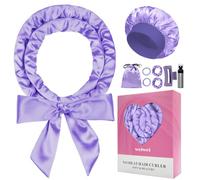weiwei Ensemble de Boucles Sans Chaleur Satin, Boudin Cheveux Boucle Sans Chaleur, Bigoudi Satiné Sans Chaleur pour Dormir, Bigoudis Sans Chaleur pour Cheveux Longs et Courts, Violet Clair, lot de 9