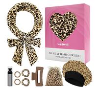 weiwei Velours Bigoudis Boucle Doux pour Dormir, Extra-longue Boucleur de Cheveux sans Chaleur Heatless Hair Curlers Kit pour Cheveux Moyens et Longs, Léopard