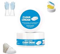 WEIWOGU Crème nettoyante pour chaussures blanche, solide polyvalente sans lavage, livrée avec une éponge, élimine les taches, pour le nettoyage de la toile des chaussures, du cuir (2PC)