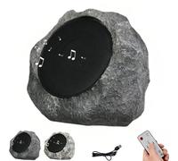 WEIWOGU Haut-parleurs de Roche à énergie Solaire étanches pour l'extérieur, Haut-Parleur stéréo sans Fil Bluetooth, télécommande Intelligente, Chargement USB, décoration du système (Dark Gray)