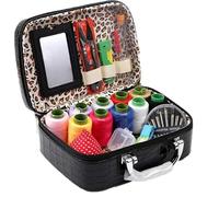 WEIWOGU Kit de Couture Wondolla, kit de Couture Portable dans Un étui en Similicuir, Kits d'aiguilles à Gros chas en Acier, pour Tous Vos travaux de Coutures avec Un Ensemble Complet (Black)