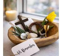 WEIWOGU Kit « Oh Remember » - Symboles de la Résurrection de Pâques, Coffret souvenir « Oh Remember », Plateau décoratif de Pâques chrétien, souvenirs religieux, Un présentoir spirituel significatif