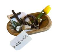 WEIWOGU Oh Remember Kit - Symboles de la résurrection de Pâques, plateau de décoration chrétienne de Pâques, ensemble de souvenirs de foi faits à la main avec bol de prière en bois, collection (1pcs)