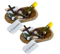 WEIWOGU Oh Remember Kit - Symboles de la résurrection de Pâques, plateau de décoration chrétienne de Pâques, ensemble de souvenirs de foi faits à la main avec bol de prière en bois, collection (2pcs)
