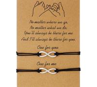 WEIWUXIAN Bracelet d'Amitié pour 2 Fille, Bracelet Promesse, Bracelets Réglables, Bracelets de Couple, Bracelets Réglables, Avec Carte De Message, Pour Femmes Filles, Corde Noire (Eternity Bracelet)