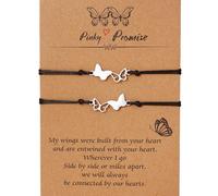 WEIWUXIAN Bracelet d'Amitié pour 2 Fille, Bracelet Promesse, Bracelets Réglables, Bracelets de Couple, Bracelets Réglables, Avec Carte De Message, Pour Femmes Filles, Corde Noire (Love Bracelet)