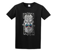 Weixiu Maori Warrior Head Guinea Cosplay Dance Organic Cotton Standard Pullover Top T-Shirt Black S