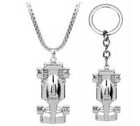 WEIYIing F1 Formula One Race Course Pendentif Collier + F1 Racing KeychainMen Hiphop Bijoux Bijoux Snake Chain Snake Hommes Cadeau 2PCS