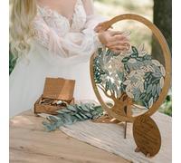 WEIYOUDP Alternative au livre d'or de mariage personnalisé, panneau circulaire de bienvenue avec feuilles, arbre généalogique, anniversaire, fête prénatale, anniversaire de mariage, décoration en bois