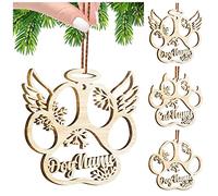WEIYOUDP Ornement commémoratif personnalisé pour animal de compagnie - Ailes d'ange de chien personnalisées en bois avec nom personnalisé (patte de chien, 1 pièce)