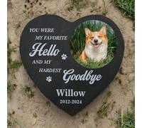 WEIYOUDP Pierre commémorative personnalisée en forme de cœur avec photo, plaque funéraire pour chien, chat (style 2,20 cm)