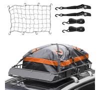 WEIZE Panier de toit robuste de 137,2 x 86,4 x 15,2 cm, 90,7 kg avec sac imperméable, filet de chargement et sangles à cliquet, porte-bagages universel pour SUV, camion