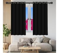 WEIZERO 100% Rideau Occultant 140 x 120 cm Thermique Isolant Anti Froid Double Rideaux Thermiques Isolants Doux et Esthétiques, Décoration Maison pour Toutes Les Saisons, Chambre, Noir