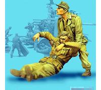 Weizhang 1/35 Kit de modèle de Soldat en résine blessé de Soldats de la Seconde Guerre Mondiale (2 Personnes) kit Miniature de Moulage sous Pression Non Peint et auto-assemblé-K7N25
