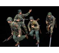 Weizhang 1/35 WWII soldat allemand kit de modèle de soldat en résine (4 personnes) kit miniature de moulage sous pression non peint et auto-assemblé-K4A815