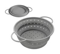 WEIZHIS Passoire Pliable en Silicone Ø 21 cm(Gris), Passoire cuisine pliable, Sans BPA, Pour Égoutter Pâtes, Légumes, Fruits et Légumineuses, Facile à Ranger, Idéale pour la Cuisine et le Camping