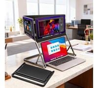 WEIZIIA Extension d'écran Portable pour Ordinateur Portable, écran 15,6" FHD 1080p, Triple Affichage avec USB-C et HDMI, Rotation à 360°, Angles de Vision réglables, Format Voyage Pliable