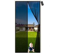 WEIZON Porte Moustiquaire Magnétique 240 x 210 cm,Maille Ultra Fine,Fermeture Aimantée,Bande Adhesive sans Perçage,Moustiquaire sont parfaites pour Couloirs,Patio,Portes - Noir Noir