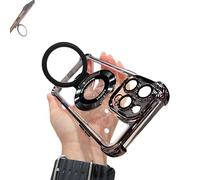 WEJDYKG Translucent Magnetic for iPhone Cover with Stand and Corner Cushions, Invisible Magnetic Stand Case for Cell Phone, for iPhone 11 12 13 14 15 Pro Clear Phone Case (Black,for iPhone 13)