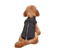 WEJDYKG Waterproof Winter Dog Jacket with Built-in Harness, Winter Warm Dog Coat with Detachable Harness, Reflective Adjustable Furry Jacket for All Dogs/Cats (Large,Black)