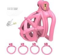 WEJFHBCOV Cage de chasteté à ventilation SM avec picots et 4 anneaux péniens, ensemble de retenue BDSM CBT, jouet sexuel d'abstinence for hommes et couples(Bogenring-s)