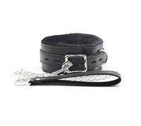 WEJFHBCOV Collier en cuir pelucheux BDSM avec chaînes de laisse, harnais réglable BDSM, jouets sexuels érotiques SM for femmes, hommes et couples(Black Schwarz)