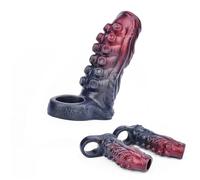 WEJFHBCOV Manchon de pénis en silicone avec anneau for testicules, gode tentaculaire animal, gaine for pénis, jouets sexuels BDSM for hommes et couples(M)