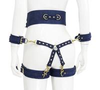 WEJFHBCOV Menottes et menottes de cuisse en cuir SM avec anneau de connexion, ensemble de bondage sexuel, menottes de pieds, jouets sexuels érotiques BDSM for couples hommes et femmes(E)