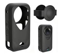 Wejinron Coque Silicone Lentille Cache avec Lanière Accessoires pour Insta360 X6, Confortable à Porter, Légère, Douce pour la Peau (Noir)