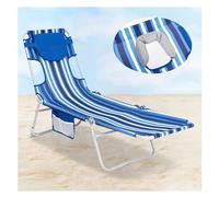 #WEJOY Bain de Soleil Pliable avec Trou de Visage pour Lecture, Chaise Longue Pliante avec Dossier Réglable à 5 Positions, Transat Inclinable Légère avec Appui-Tête pour Plage Jardin Terrasse Piscine
