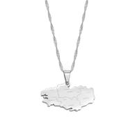 WEJUN Collier Pendentif Carte - Bretagne France Bretagne Ville Nom Pendentif Colliers pour Femmes Hommes Bijoux Couples Collier Sauvage Cadeau Blanc 45Cm
