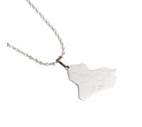 WEJUN Collier Pendentif Carte - Iraq Carte Pendentif pour Femmes Hommes Hip Hop Couples Collier Carte Charm Chain City Name Patriotic Unisexe Bijoux Party Cadeau, 45Cm