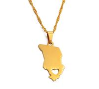 WEJUN Collier Pendentif Carte - Tchad Pays Carte Ville Nom pour Femmes Hommes Clavicule Chaîne Bijoux Tchad Cartes Patriotique Ethnique Cadeau, 45 Cm