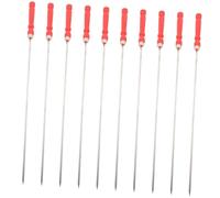 WEKADRIN 10 pièces Brochettes Barbecue Inoxydable avec Poignée Rouge Réutilisables Ergonomiques pour Viande Légumes Accessoires Bbq Pratiques et Durables
