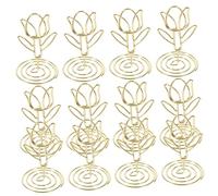 WEKADRIN 10 pièces Lot de Porte Nom Table Mariage Métal Doré Tulipe Support Numéro Table Élégant pour Photos Cartes de Visite et Décoration de Fête