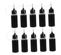 WEKADRIN 15 pièces Lot de Flacons Applicateurs de Colle avec Embouts Aiguille Précision Bouteilles Plastique Noires pour Liquide Huile Bricolage DIY Petites Bouteilles Précises pour