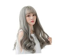 WEKADRIN 1pièce Airy Long Curly Wig with Stylish Grey Hair Accessory for Fashionable Women