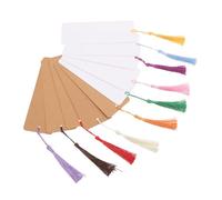 WEKADRIN 2 ensembles Lot de Marque Pages DIY Papier Blanc et Kraft Cartes Vierges Non avec Pompons pour Lecture Décoration et Créatifs