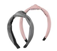WEKADRIN 2 pièces Bandeaux Larges Noués PU Cuir Gris et Rose Accessoires Cheveux Femme Mode Boho Maintien Confortable et Antidérapant pour Usage Quotidien