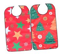 WEKADRIN 2 Pièces Bavoirs Noël Adultes Polyester Résistant Protection Taches avec Bouton Récupérateur Confort pour Personnes Âgées et Handicapées Lot Motif Sapin et