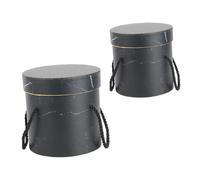 WEKADRIN 2 pièces Boîtes à Fleurs Rondes Noires Portables Lot de Grand et Petit Contenant Créatif pour Bouquets pour Décoration et Cadeaux