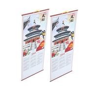 WEKADRIN 2 Pièces Calendrier chinois mural année du serpent calendrier mensuel décor traditionnel en faux rotin pour fête du printemps et nouvel an chinois