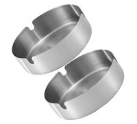 WEKADRIN 2 pièces Cendriers Acier Inoxydable Lot de Cendrier Compact Anti-Odeur avec Adapté Maison Bureau Extérieur Voiture Patio