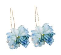 WEKADRIN 2 pièces Épingles à Cheveux à Motifs de Fleurs Bleues pour Mariage Accessoires Élégants pour Mariée et Demoiselles d'Honneur Lot de Style Ancien pour Fêtes et Cérémonies