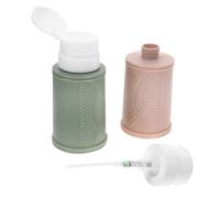 WEKADRIN 2 pièces Flacons Pompe Rechargeables Distributeurs Pression Anti-fuite pour Dissolvant Vernis Ongles Flacons Vides de Stockage Liquide pour Soins Peau et Voyage Vert et Beige
